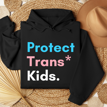 black protect trans kids hoodie with asterisk design