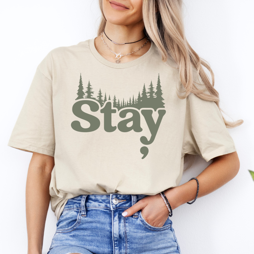 sand stay t shirt with semicolon nature design