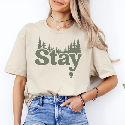 sand stay t shirt with semicolon nature design