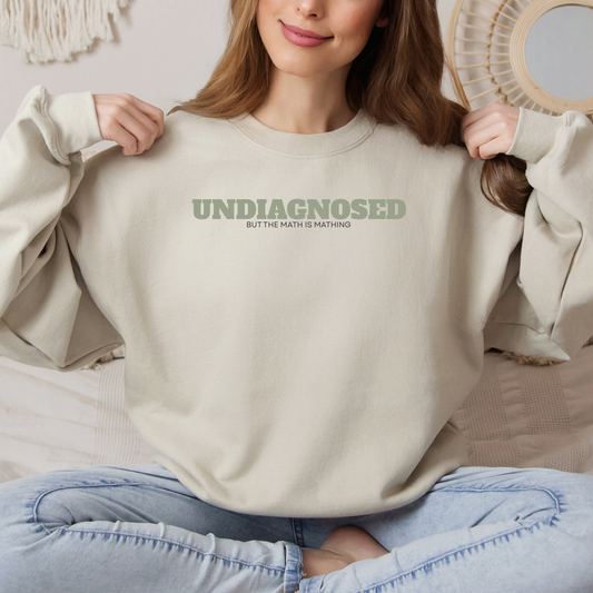 sand undiagnosed crewneck with but the math is mathing text design