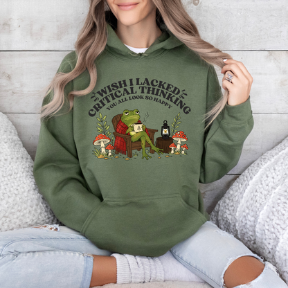 Wish I Lacked Critical Thinking Hoodie - Military Green