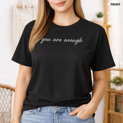 black dear person behind me t shirt with front message design